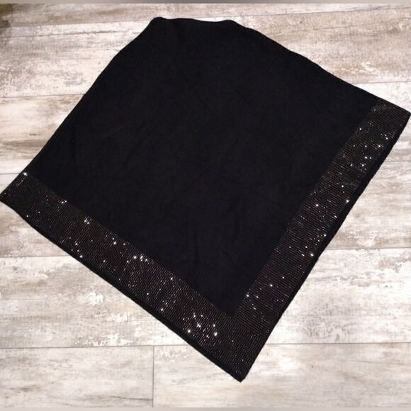 La Fiorentina Black Poncho with Embellished Border” - Picture 4 of 9